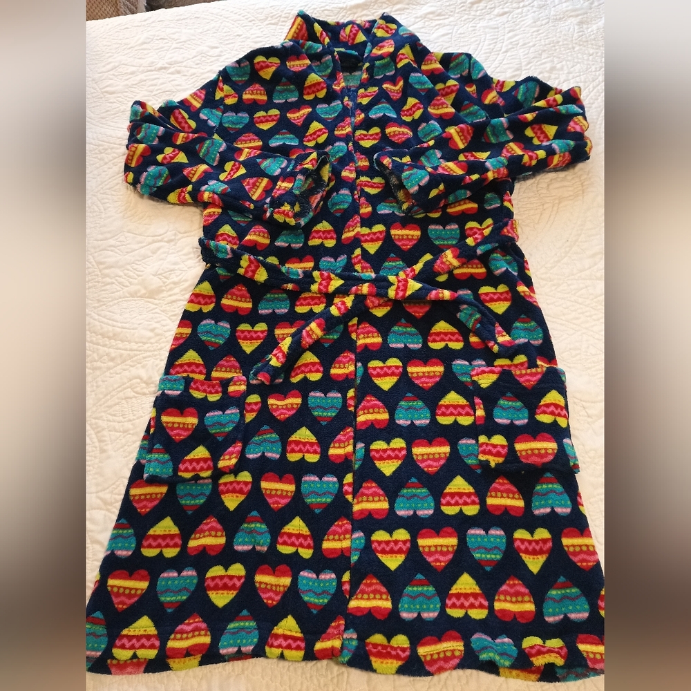 Faded Glory Multicolor Heart Pattern Robe - Picture 5 of 9